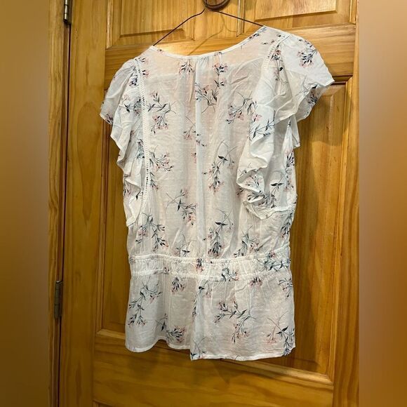 Lucky Brand semi sheer floral pattern size M blouse - Picture 7 of 8